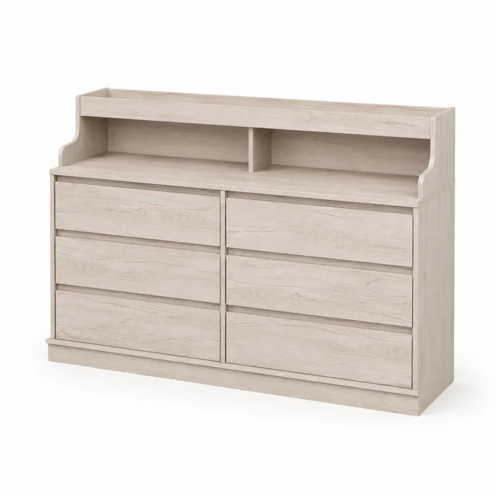 MDF Kommode mit 6 Schubladen Hellbraun