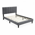 Polsterbett Stoff Grau mit Kopfteil 200x140 cm