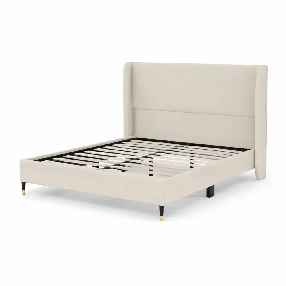 Polsterbett Beige Massivholz und Polyester 200x140 cm