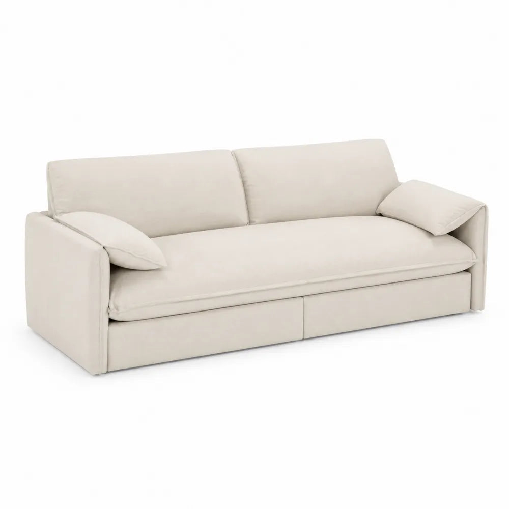 Stoffsofa Beige mit Stauraum 200x90x85cm