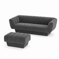 Sofa-Set Dunkelgrau Samt mit Hocker