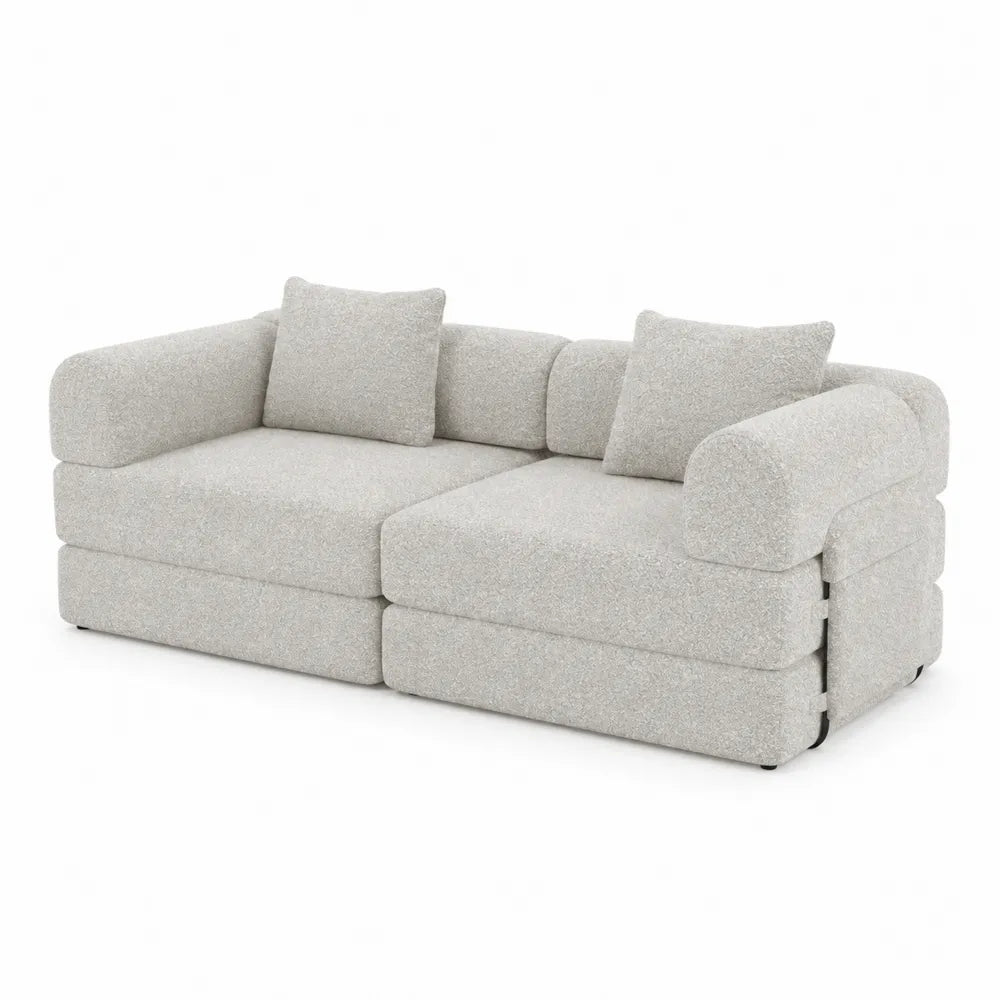 Modulares Sofa-Set Bouclé-Stoff Grau 2-Sitzer 200cm