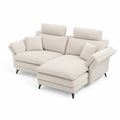 Ecksofa mit Recamiere Beige Cordstoff Metallbeine 245x160x85 cm