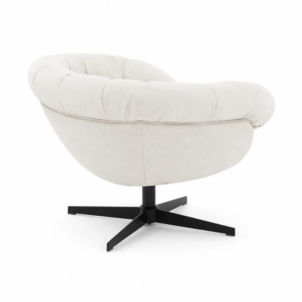 Drehbarer Loungesessel Creme Stoff Metallgestell