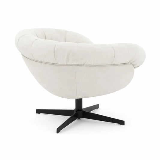 Drehbarer Loungesessel Creme Stoff Metallgestell