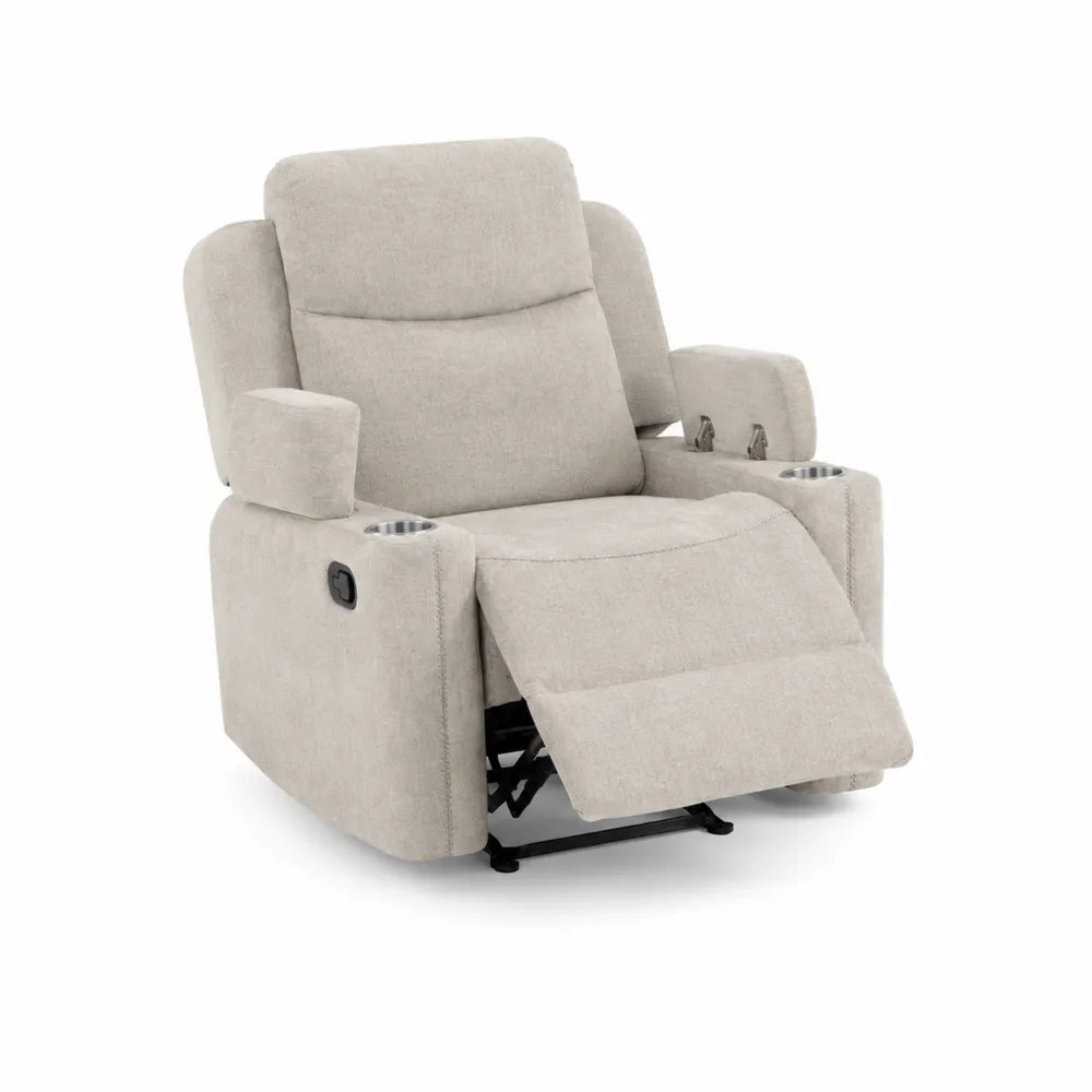Verstellbarer Sessel aus Polyester mit Getränkehalter, Beige