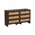 Holz- und Rattan-Kommode mit 6 Schubladen Dunkelbraun
