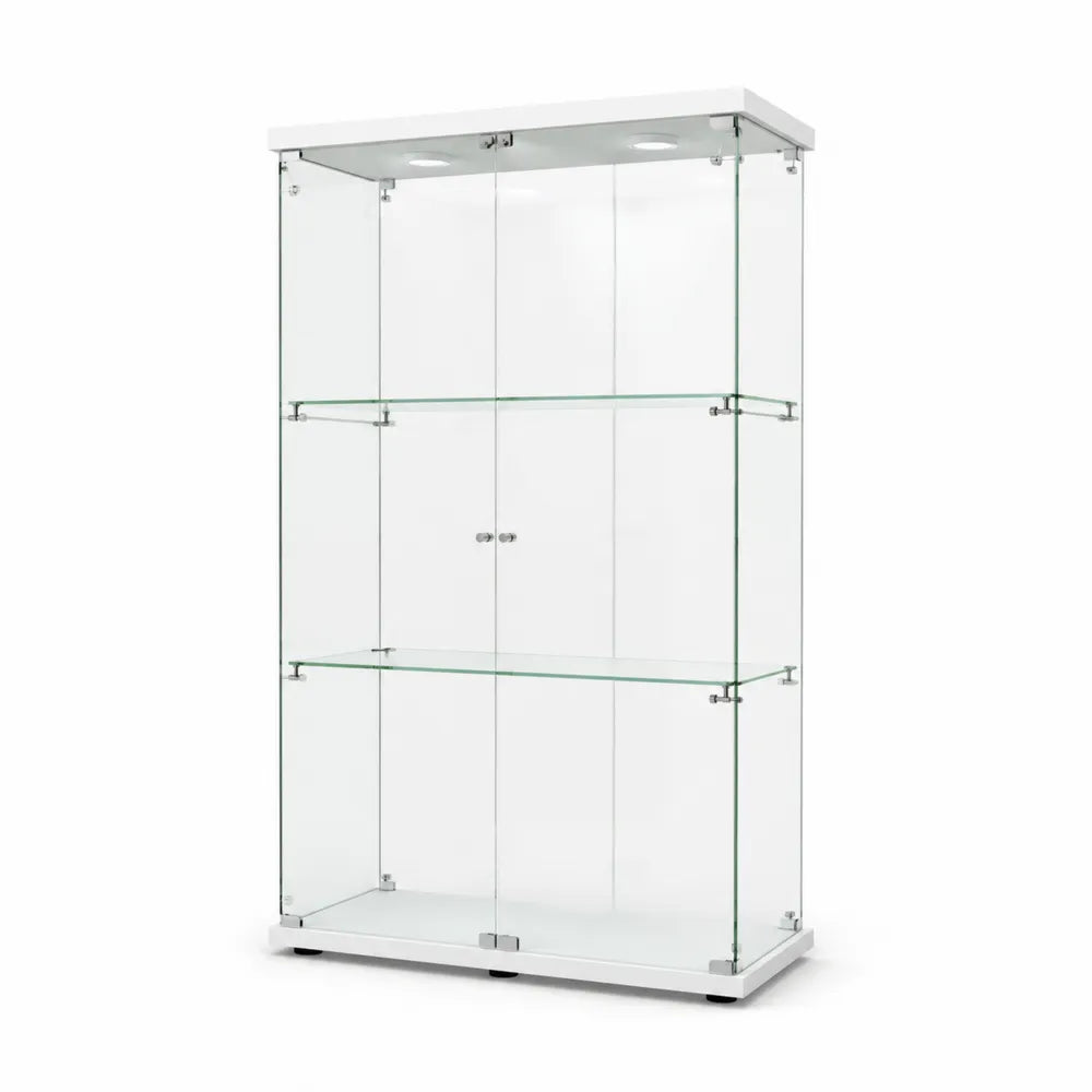Glasvitrine aus Sicherheitsglas mit LED-Beleuchtung, Weiß