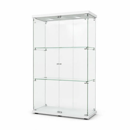 Glasvitrine aus Sicherheitsglas mit LED-Beleuchtung, Weiß